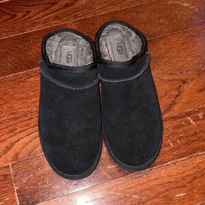 UGG Black Suede Cozy Shearling Clogs